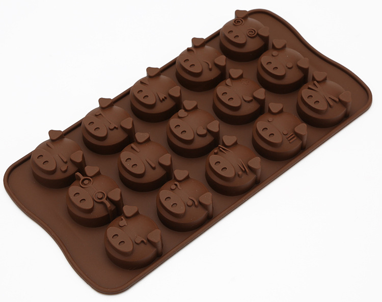 硅胶巧克力模,猪头巧克力模具,小猪烘焙模